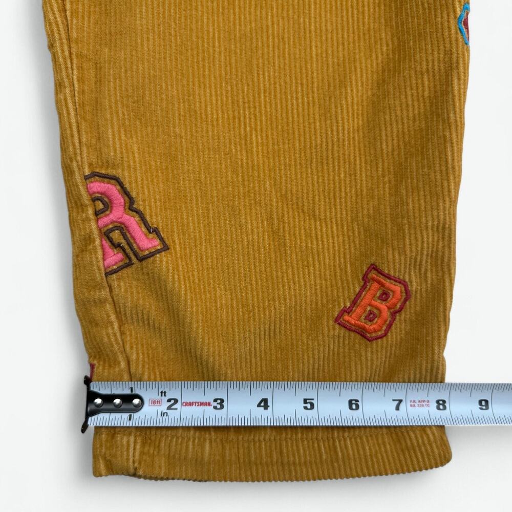 Urban Outfitters Pants Mens Large Mustard Corduroy Varsity Letter Embroidered - Picture 4 of 10